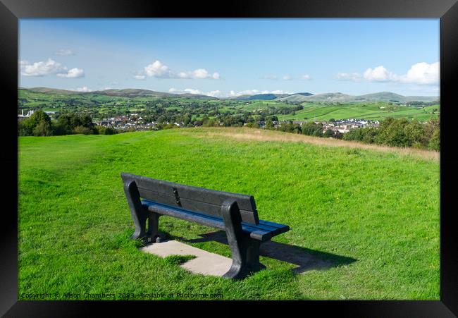 Kendal Landscape and Bench Framed Print by Alison Chambers