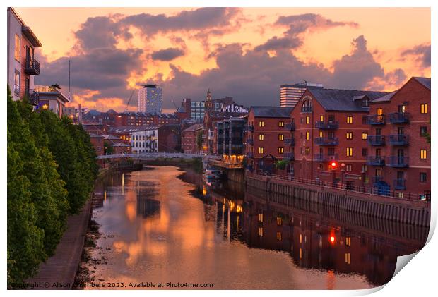 Leeds River Aire Sunset Print by Alison Chambers