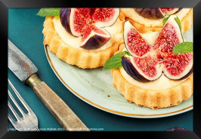 Tartlets with curd cream and figs. Framed Print by Mykola Lunov Mykola