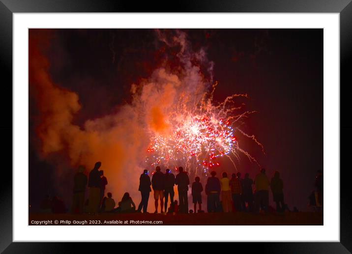 Fireworks on West Bay Beach Framed Mounted Print by Philip Gough