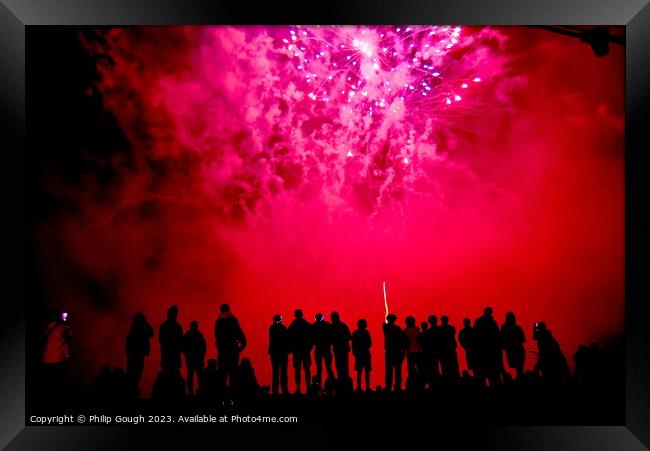 West bay Fireworks Framed Print by Philip Gough
