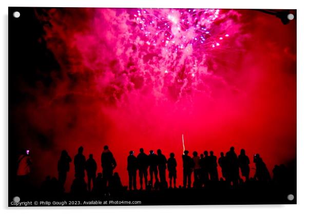 West bay Fireworks Acrylic by Philip Gough