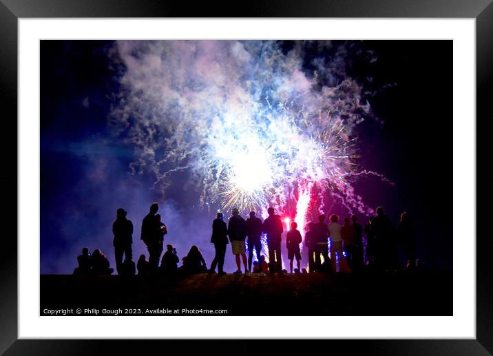 Fireworks on West bay Dorset Framed Mounted Print by Philip Gough