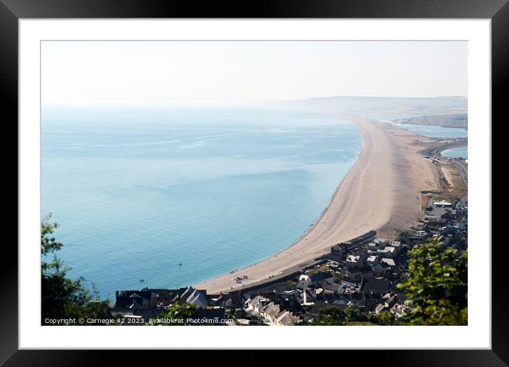 Portland’s Iconic Chesil Beach Framed Mounted Print by Carnegie 42