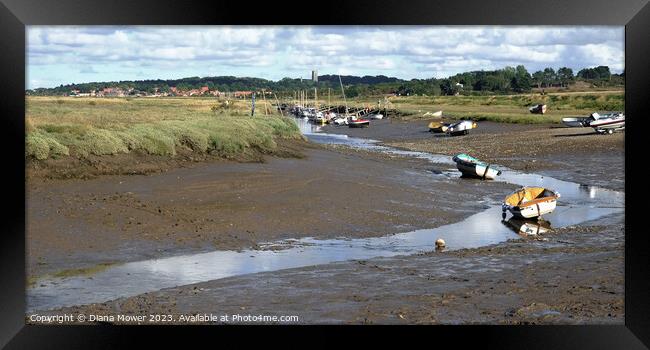 Blakeney low Tide Panoramic Framed Print by Diana Mower