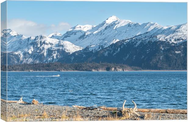 The mountains of Lake Clark National Park and Preserve from the Kenai Peninsular across the Cook Inlet.n Canvas Print by Dave Collins