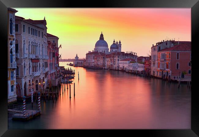 Sunrise from the Accademia Bridge Venice Framed Print by Tony Bishop