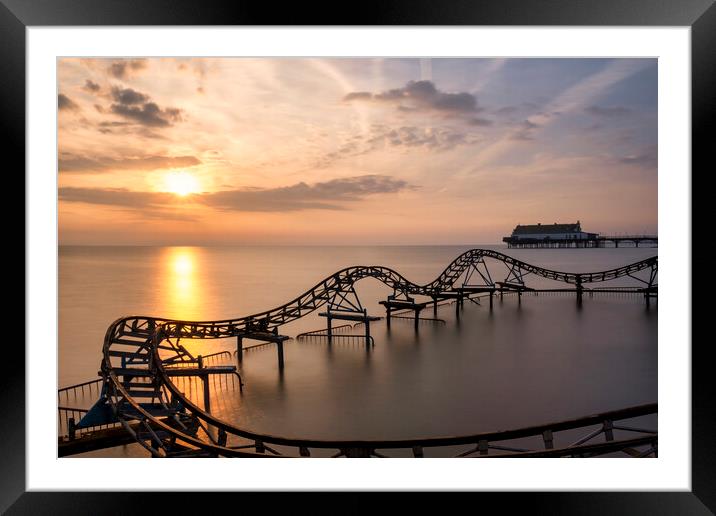 Cleethorpes Beach Roller Coaster at Sunrise Framed Mounted Print by Tim Hill