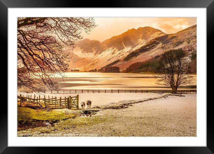 Buttermere on a winter afternoon Framed Mounted Print by geoff shoults