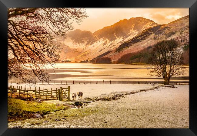 Buttermere on a winter afternoon Framed Print by geoff shoults