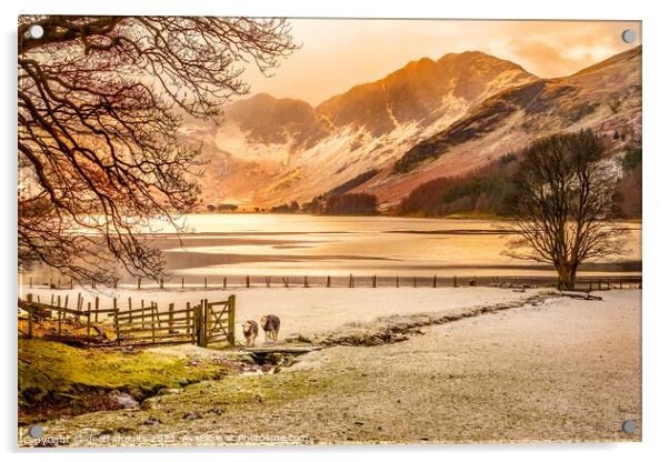 Buttermere on a winter afternoon Acrylic by geoff shoults