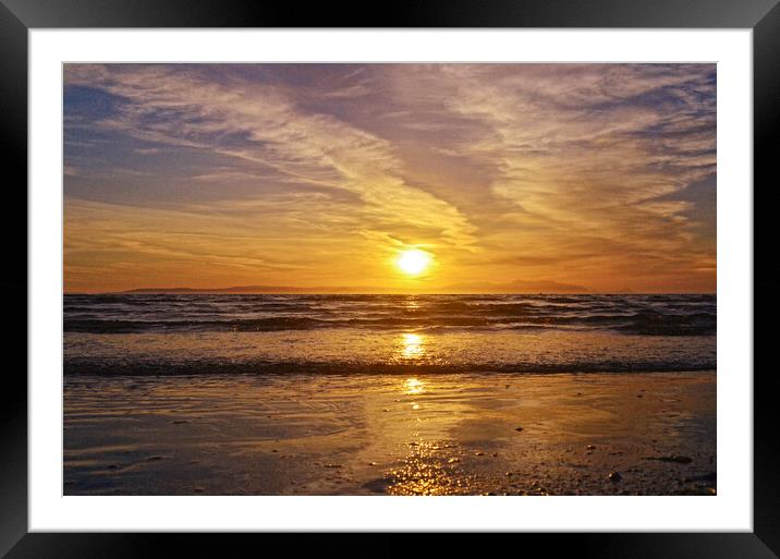 A Scottish coastal sunset over Isle of Arran Framed Mounted Print by Allan Durward Photography