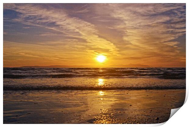 A Scottish coastal sunset over Isle of Arran Print by Allan Durward Photography