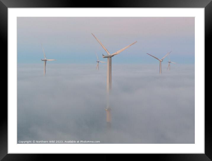 Wind turbines above the fog Framed Mounted Print by Northern Wild