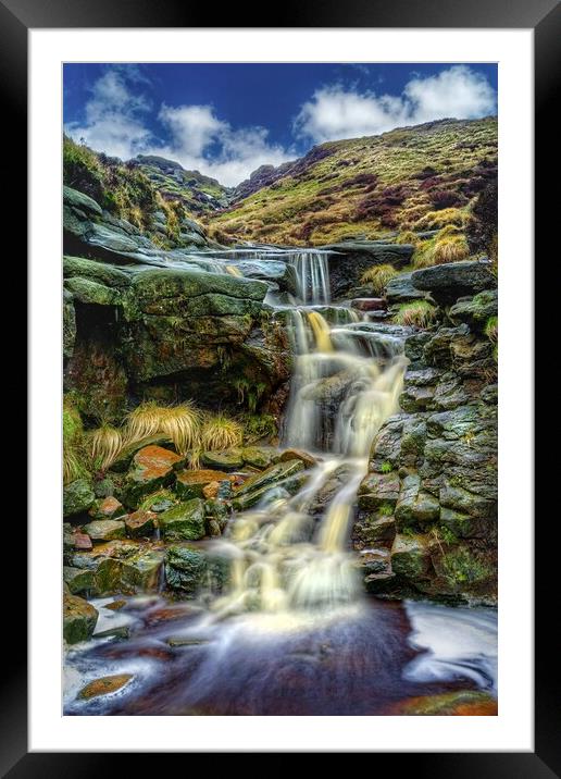  Crowden Clough Waterfalls Framed Mounted Print by Darren Galpin