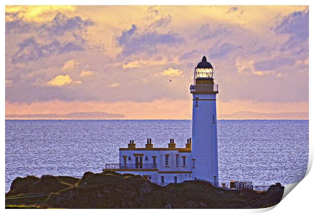 Turnberry lighthouse at sunset Print by Allan Durward Photography