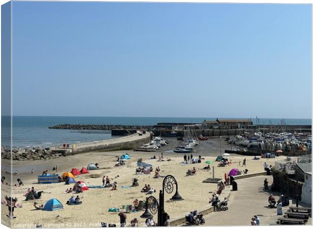 Lyme Regis Beach: A Bustling Dorset Summer Canvas Print by Carnegie 42