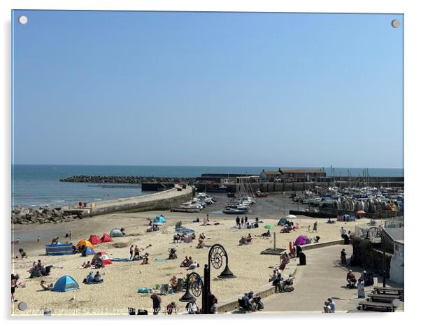 Lyme Regis Beach: A Bustling Dorset Summer Acrylic by Carnegie 42