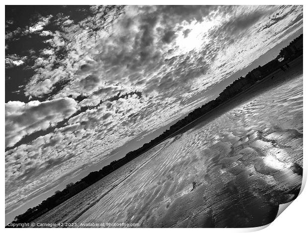 Weymouth Beach Under Moonlit Sky Print by Carnegie 42
