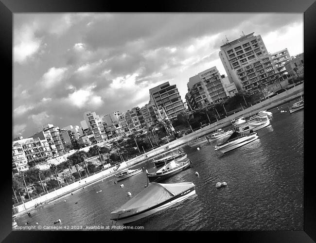 Malta's Enchanting Harbour Vista Framed Print by Carnegie 42