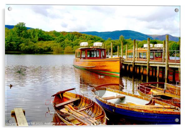 Jetty Derwentwater Keswick Cumbria Acrylic by john hill