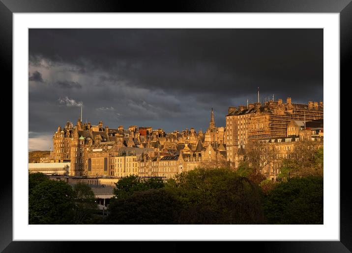 Edinburgh Sunset Skyline In Scotland Framed Mounted Print by Artur Bogacki