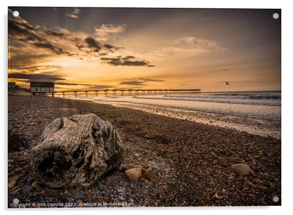 Saltburn Seashore at Ebb Tide Acrylic by nick coombs