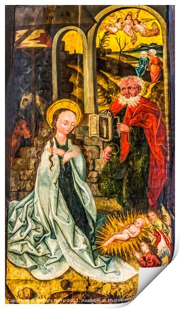 Nativity Medieval Painting St Mary's Church Berlin Germany Print by William Perry