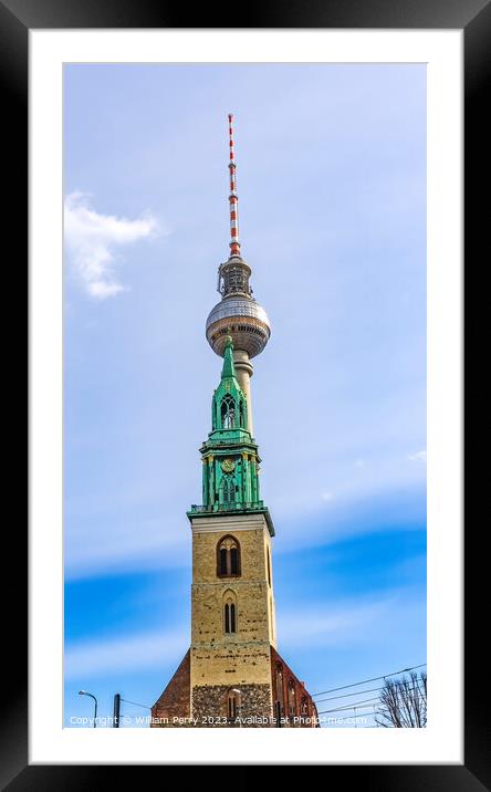 St Mary's Church TV Tower Berlin Germany Framed Mounted Print by William Perry