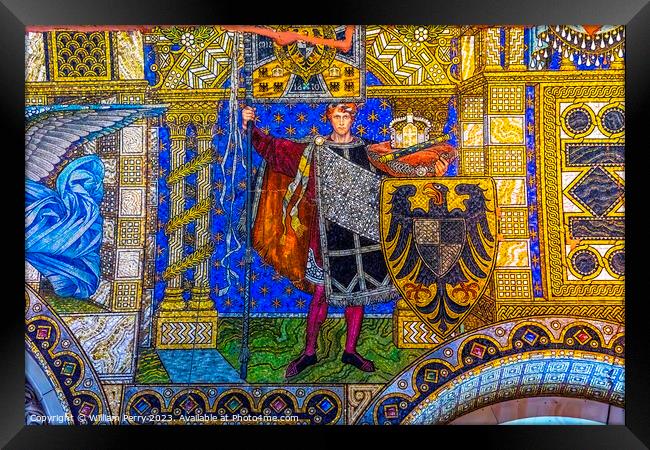 Knight Mosaic Kaiser Wilhelm Memorial Church Berlin Germany Framed Print by William Perry