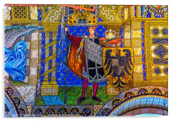 Knight Mosaic Kaiser Wilhelm Memorial Church Berlin Germany Acrylic by William Perry