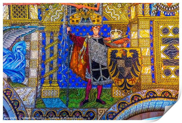 Knight Mosaic Kaiser Wilhelm Memorial Church Berlin Germany Print by William Perry
