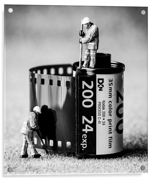 Retrieving Memories: Miniature Film Reel Rewind Acrylic by Mike Shields
