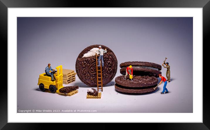 Tiny Oreo Excavators at Work Framed Mounted Print by Mike Shields