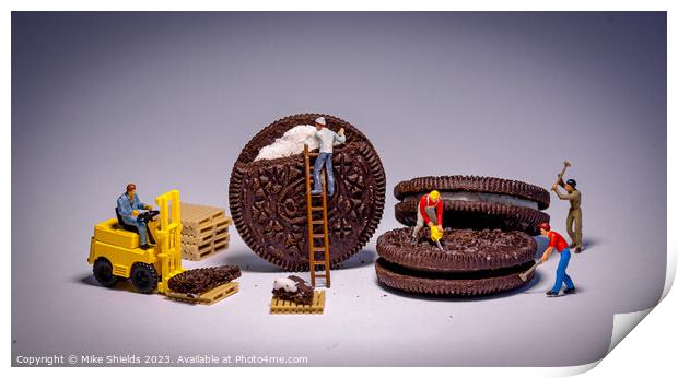 Tiny Oreo Excavators at Work Print by Mike Shields