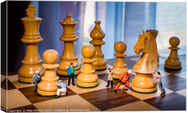The Mighty Struggle of Miniature Chess Canvas Print by Mike Shields