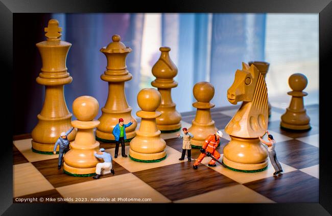 The Mighty Struggle of Miniature Chess Framed Print by Mike Shields