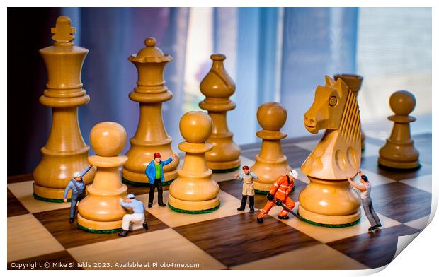 The Mighty Struggle of Miniature Chess Print by Mike Shields