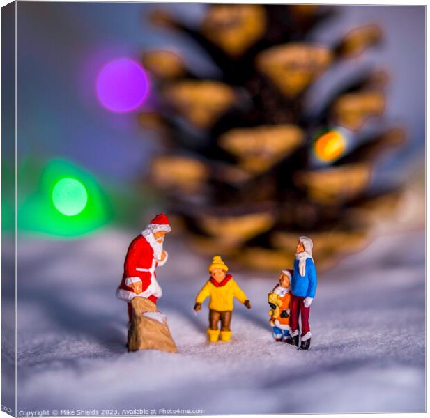 Santa's Miniature Christmas Gift Distribution Canvas Print by Mike Shields