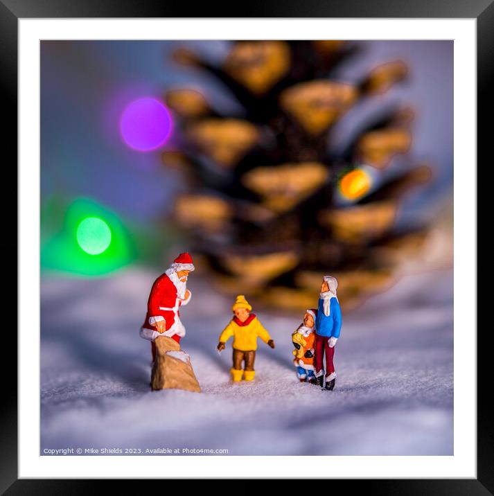 Santa's Miniature Christmas Gift Distribution Framed Mounted Print by Mike Shields