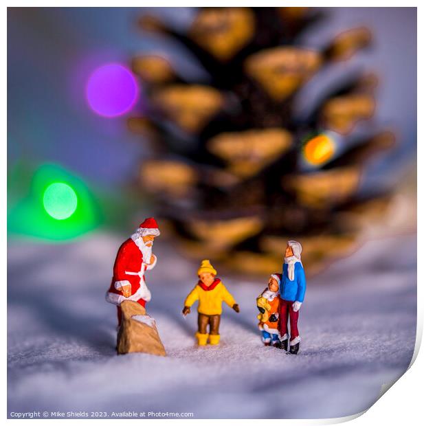 Santa's Miniature Christmas Gift Distribution Print by Mike Shields