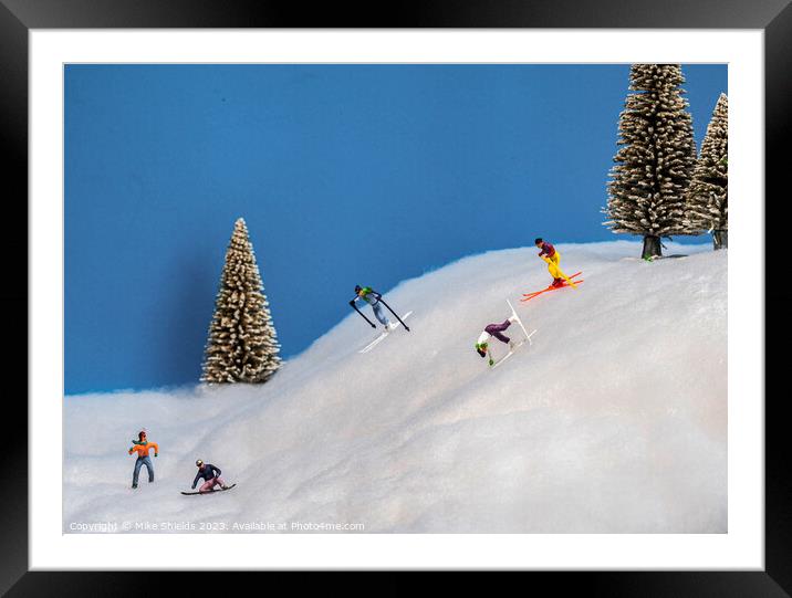 Miniature Magic on Snowy Slopes Framed Mounted Print by Mike Shields