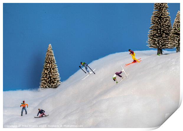 Miniature Magic on Snowy Slopes Print by Mike Shields