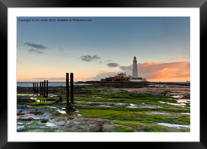 Sunrise at St Mary's Island. Framed Mounted Print by Jim Jones