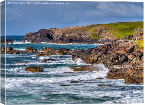 The Atlantic coast at Eoropaidh, Isle of Lewis Canvas Print by Navin Mistry