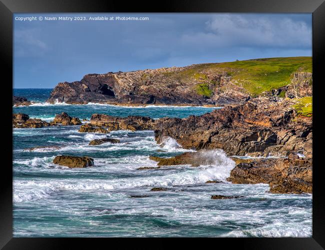 The Atlantic coast at Eoropaidh, Isle of Lewis Framed Print by Navin Mistry