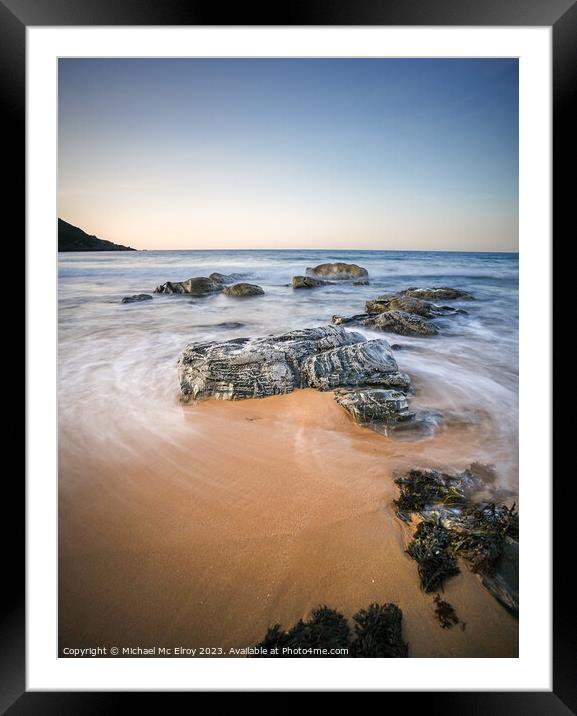 Kinnagoe Bay at Sunset. Framed Mounted Print by Michael Mc Elroy