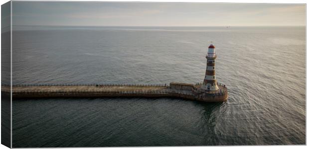 Roker Lighthouse and Pier Canvas Print by Apollo Aerial Photography