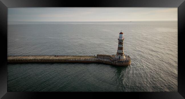 Roker Lighthouse and Pier Framed Print by Apollo Aerial Photography