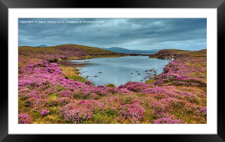 A lochan and Heather, Isle of Harris Framed Mounted Print by Navin Mistry